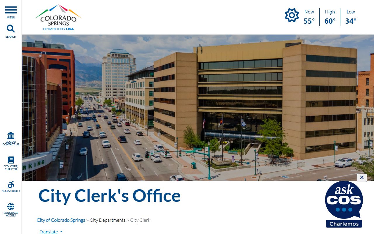 Colorado Springs City Clerk office building at 30 S Nevada Avenue