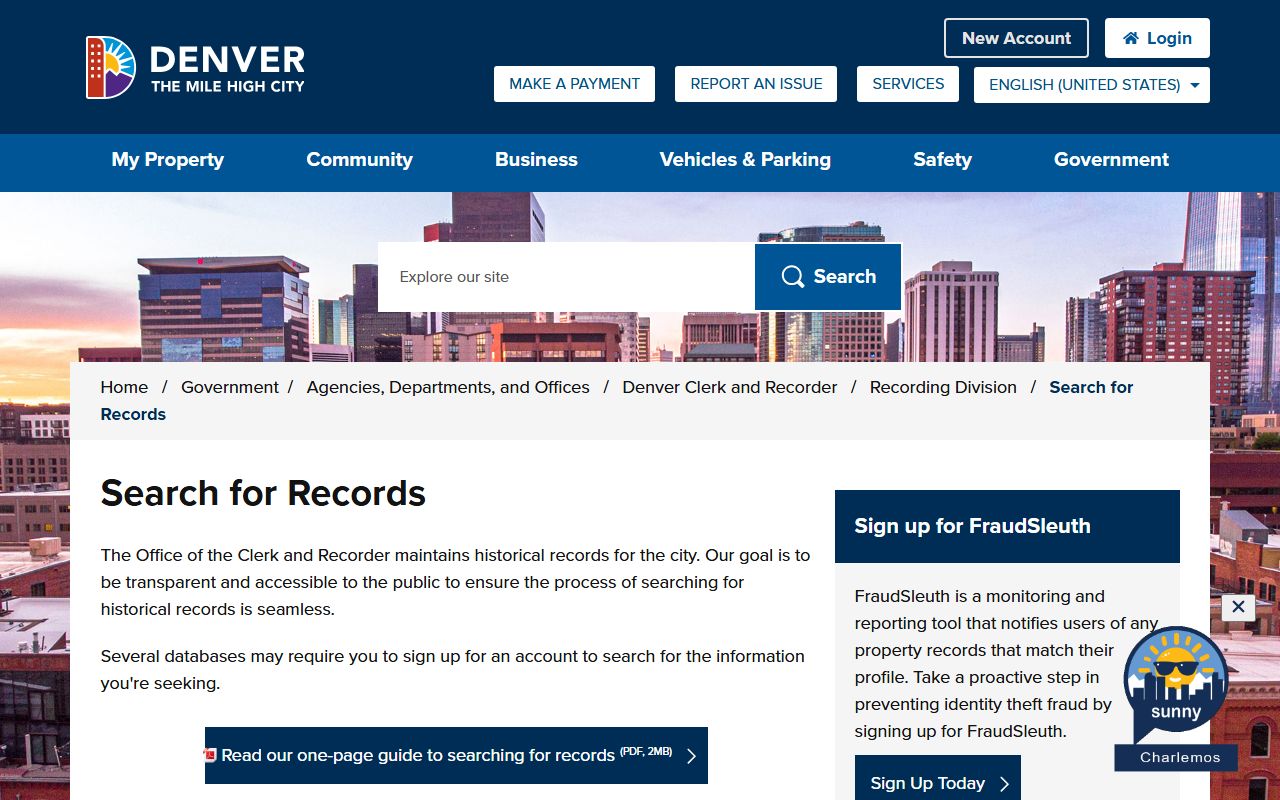 Denver County records search interface for bankruptcy cases